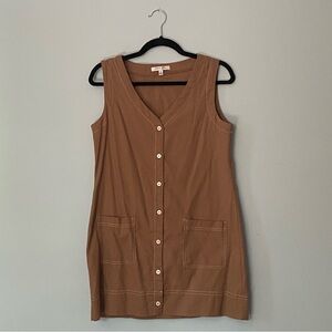 Brown Sleeveless Button-Down Dress
